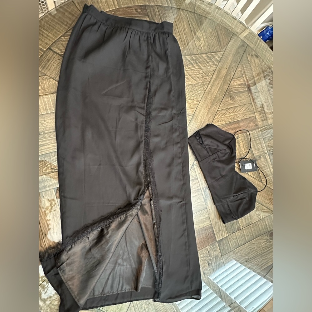Fashion Nova NWT/ Women Black Maxi Skirt Set/Size XL